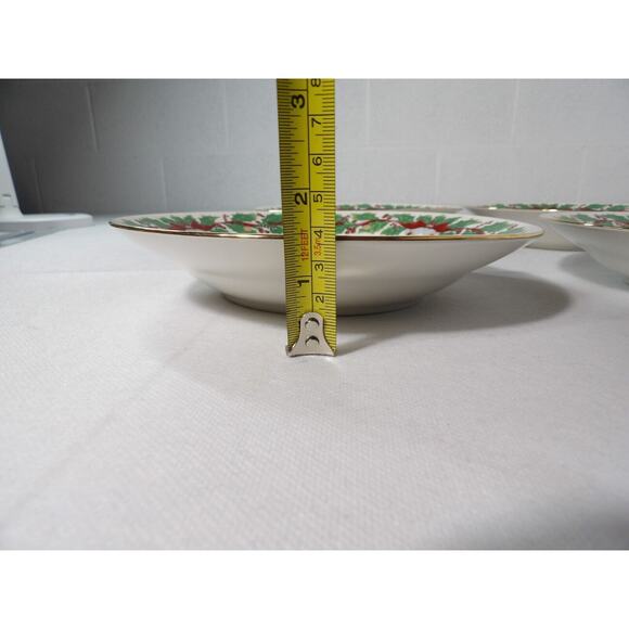 Vtg Sango Christmas Holly # 8415 Bowls Gold Rim Soup Salad Holiday Set of 4 - Picture 6 of 8